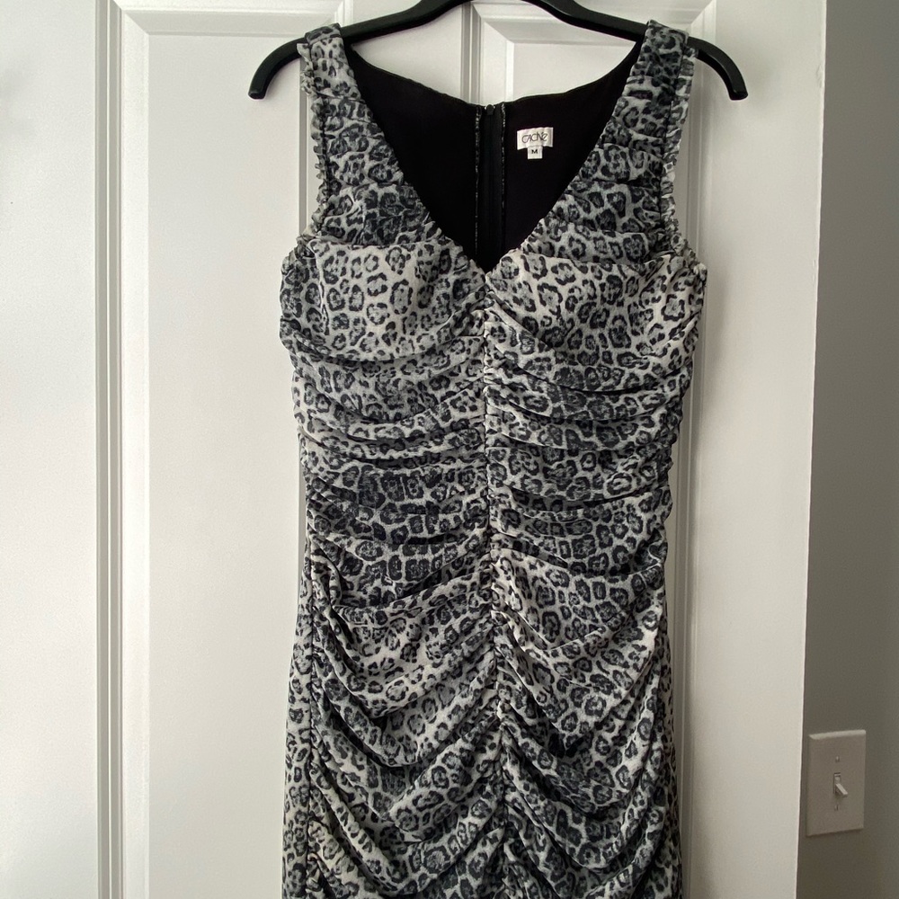 Cache Leopard Print Cocktail Dress